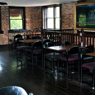 tables and chairs in a restaurant