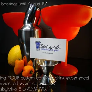 15% off all bookings until August 15 with paid retainer. Events don&apos;t have to take place by then but retainer must be paid to get discount.