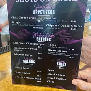 Menu, about to change according to AJ.