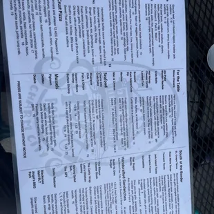Food menu
