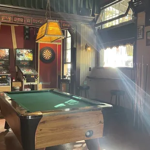 a pool table in a pub