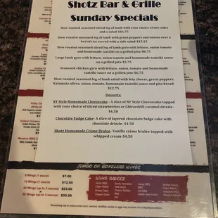 Sunday specials.