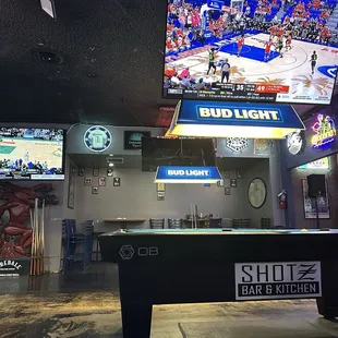 Pool table and TV