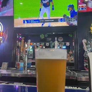 a baseball game being played on tv