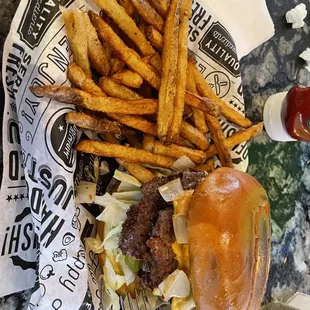 Shotzees burger with fries