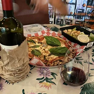 Marg pizza and a byob cab