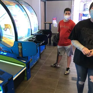 Grandson in the arcade area