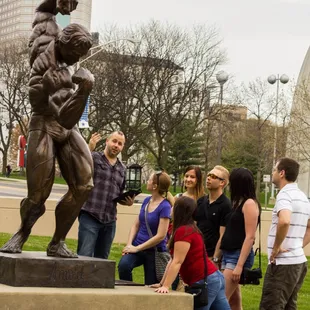 The Arnold Statue in front of Vet's Memorial (recently moved to the Convention Center)
