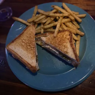 grilled sandwich and french fries