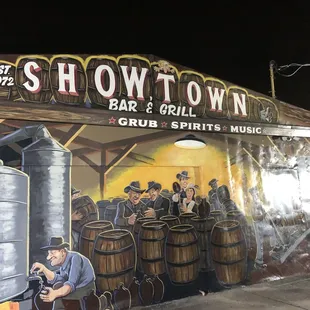 Cool mural on the front of the building