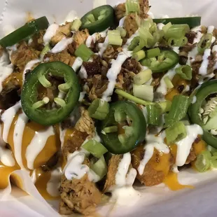 Loaded tater tots were good