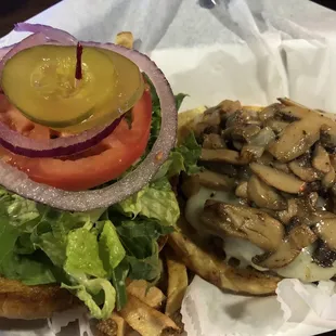 Mushroom Swiss Burger with home cut fries... delicious!