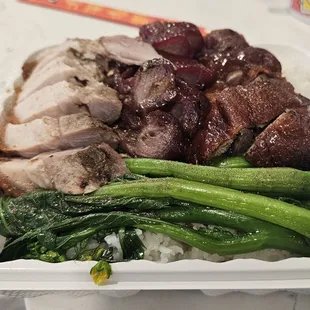 Three treasure rice box (roasted crispy pork, cha siu, and duck) -$13.95