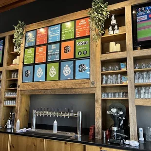 a bar with a variety of menus