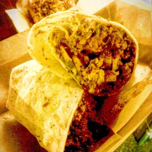 Chorizo burrito! It was a special for pig and whiskey. I don&apos;t know is they will have it again but it was delicious!