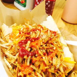 Pulled pork shredderz sandwich with their fire sauce and chipotle mayo. Mmm!