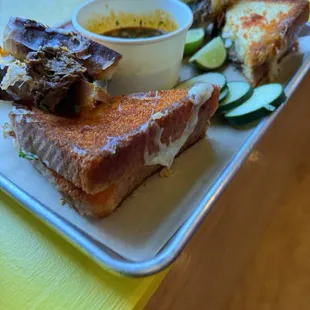 The Birria grilled cheese and strawberry horchata are life changingly delicious!