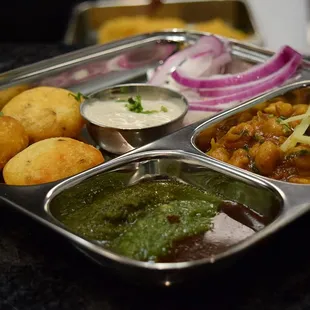 a tray of indian food