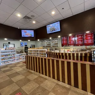 the inside of a restaurant