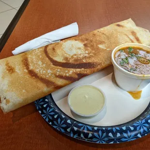 Masala dosa - so crispy, fresh, and savory.