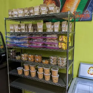 Snacks and spices for sale.