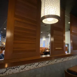 Peeking into the dining room from my spot in the bar