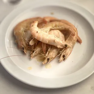 a plate of shrimp on a table