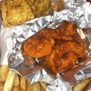 8pc Shrimp Basket 1/2 lemon pepper and 1/2 Cajun buffalo
