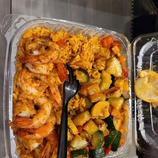 8pc Grilled Shrimp over Rice & Veggies