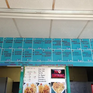the menu of the restaurant