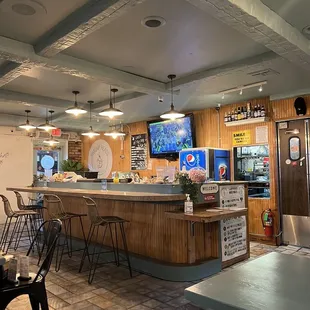 the inside of a restaurant