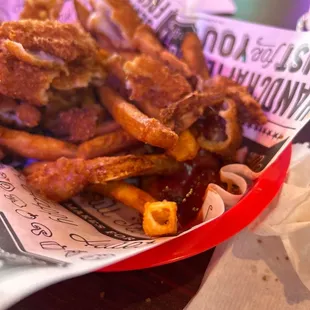 Hollow fries, overcooked.