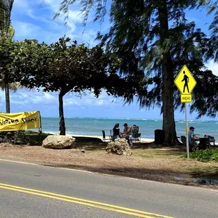 Tables along the beach