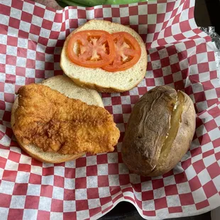 Fried white fish sandwich