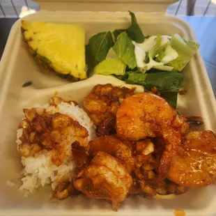 Spicy garlic butter shrimp plate
