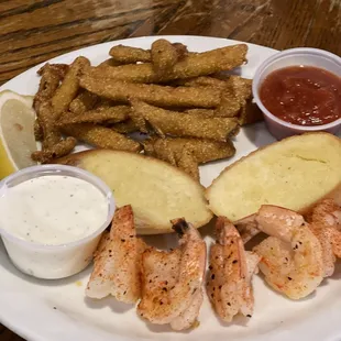Grilled shrimp  with pickle spears