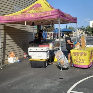 a vendor selling food