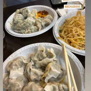 Pork and chive, noodles in peanut sauce