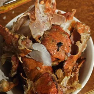 Demolished lobster remains.
