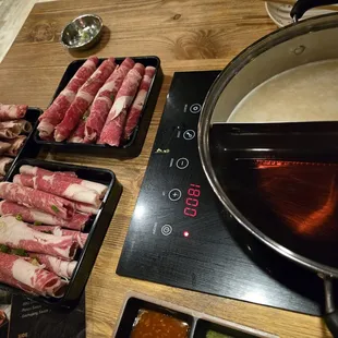 Wagyu brisket, beef belly, and ribeye.