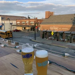 College light beer &amp; Yulebert IPA on the rooftop