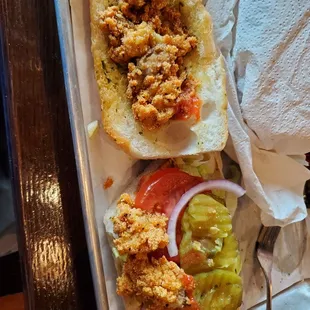 Fried oyster poboy