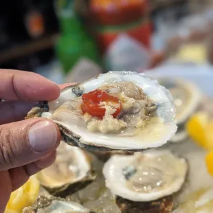 Oyster on the half shell with all the fixins