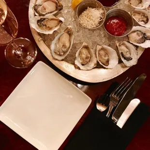 Clean, crisp and a variety of the best oysters on the half shell.