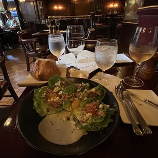 Gem salad with warm fresh sourdough bread and chilled glass of Rose!