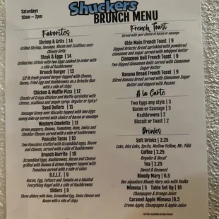 Brunch Menu