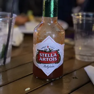 Waitress said she couldn&apos;t bring Ricky&apos;s in a bottle but had NO PROBLEM bringing Tabasco Artois! Cameo by scotch tape around the rim!