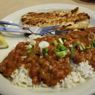 Cod w/ red beans and rice