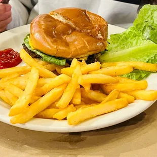 Burger and fries