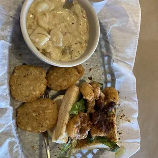 Spicy Shrimp Po&apos; Boy Combo - 1/2 Po&apos; Boy Clam Chowda - Cup